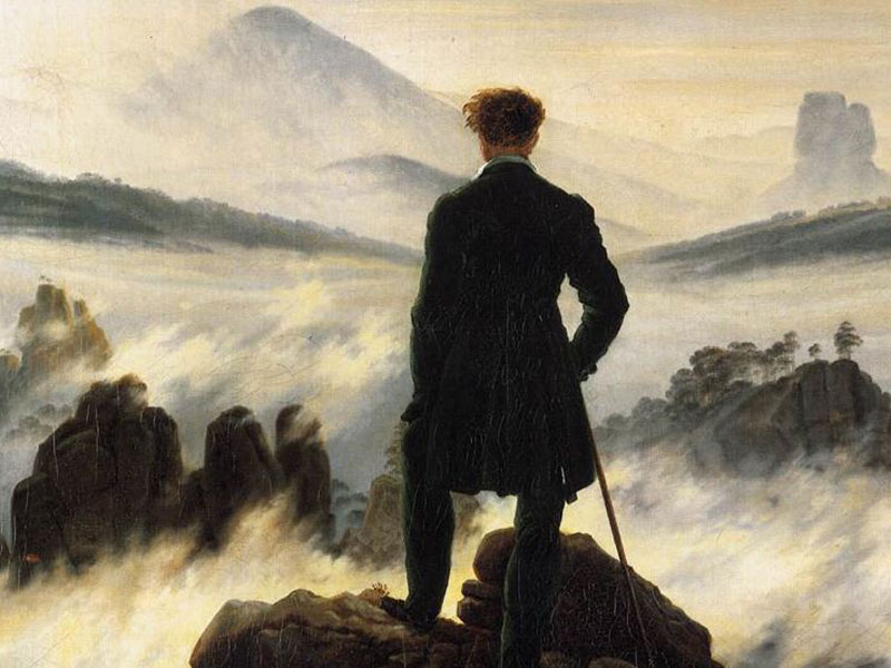 Der Wanderer über dem Nebelmeer van Caspar David Friedrich